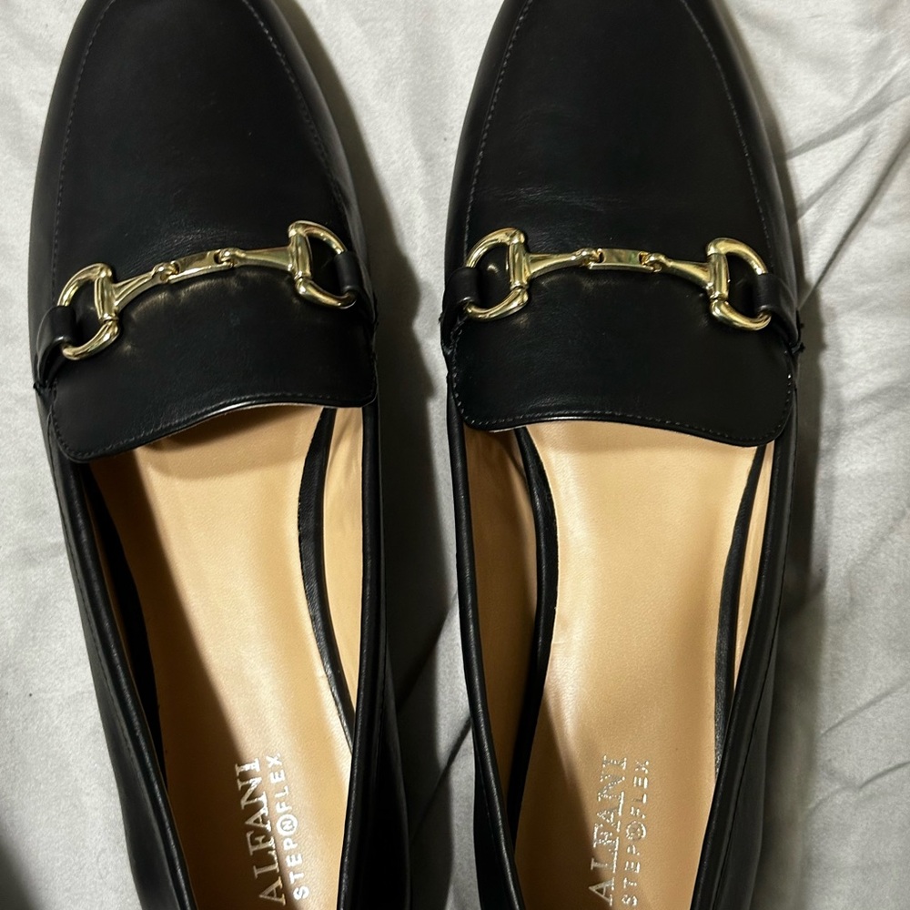 Alfani Black Flats with Gold Hardware